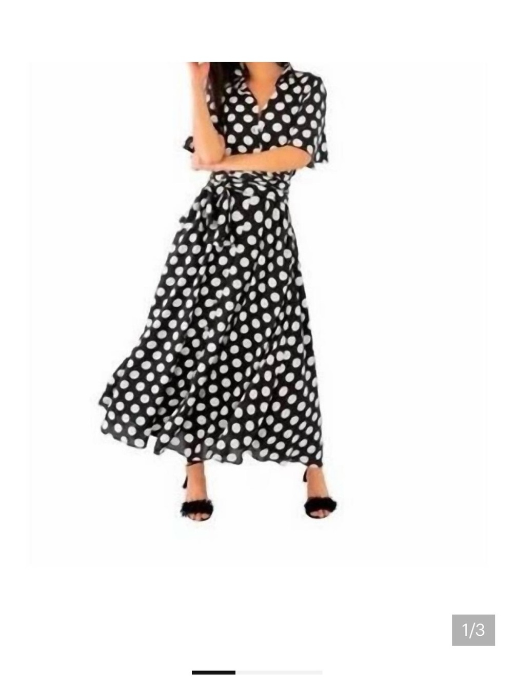Gretchen Scott Designs Black and White Polka Dot Midi Dress